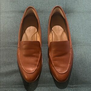 AEROSOLES Tan Leather Slip-On Loafers